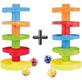 WEofferwhatYOUwant Ball Drop Toy &ndash; 14-Piece Expandable STEM Tower Set for Toddlers 9M+ | DIY Bridge, 1.8" Rattle Balls, Stackable Ramps | Safe, Durable Polypropylene | Interactive &amp; Imaginative Play