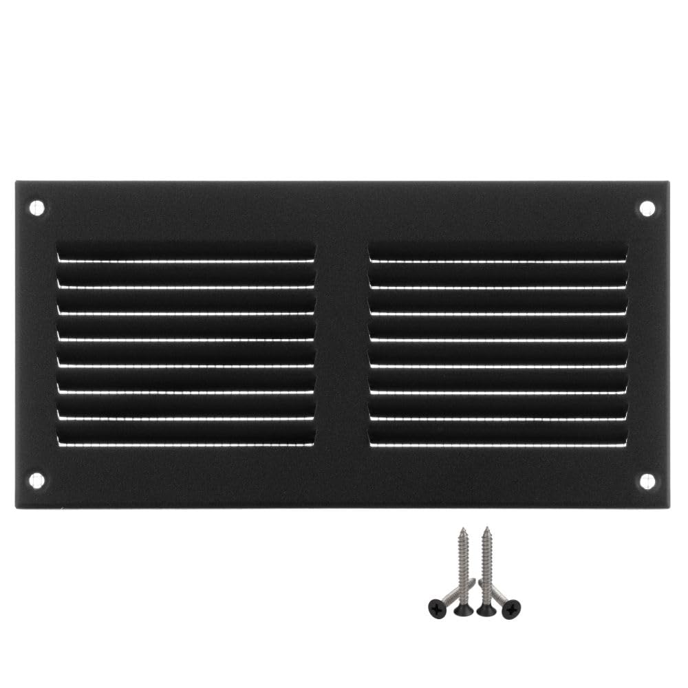 LIRAST 200x100mm Vent Cover Anthracite - 8x4 inch Wall Vent Cover with Insect Mesh - Ceiling Soffit Vents - External Vent Cover - Metal Ventilation Grilles - Air Vent Covers for Walls — image 1