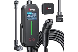 RAYLIX 12A-16A Level 1&2 Charger for Tesla Adjustable Current, Delay Charge & Smart Display NACS Mobile/Home Charger, 21ft Mobile Connector Cable for Model X/Y/3/S/Cybertruck, NEMA 6-20/5-15 Plug, 110-240V