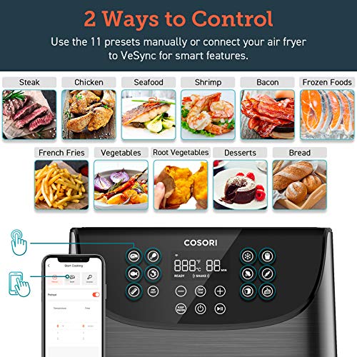 COSORI Smart WiFi Air Fryer 5.8QT(100 Recipes), Digital Touchscreen
