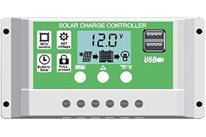 EpRec 30A 12V 24V PWM Solar Charge Controller Lithium Battery Charge Controller Compatible with Lead Acid/ Lithium-ion/ Lithium Iron Phosphate Battery
