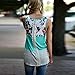 TOOPOOT Women Floral Print Lace Patchwork Tank Ladies Stripe T-shirts (XL, green)