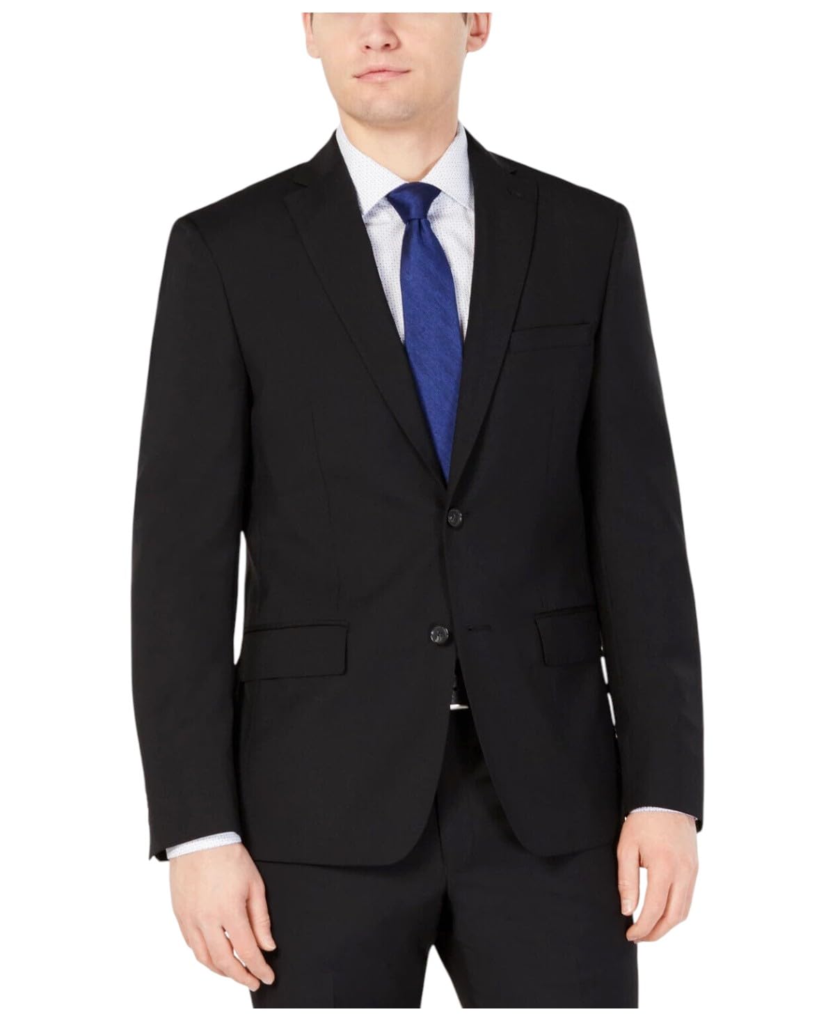 DKNY mens Modern Fit High Performance Separates Business Suit Jacket, Black Solid, 46 Tall US