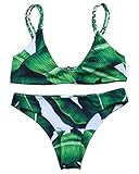 MOOSKINI Womens Printed Leaf Bikini Set Swimsuit (M, Leaf-1)