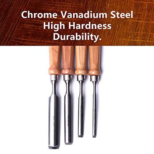 Atoplee 8mm(5/16")/12mm(1/2")/18mm(3/4")/25mm(1") Wood Carving Gouge Chrome Vanadium Steel Semi-Circular Carpenter Woodworking Chisel (Full Size-4PCS)