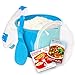 Sistema Microwave Cookware Rice Steamer Set with Lids -- Large Microwave Multicooker, Side Dish Bowl, Spoon and Recipes (BPA Free, 100% Food Safe) (Blue Set)