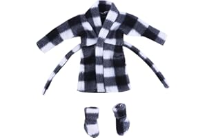 E-TING Santa Clothing Bathrobe Christmas Accessories for elf Doll (Black and White Plaid Bathrobe)