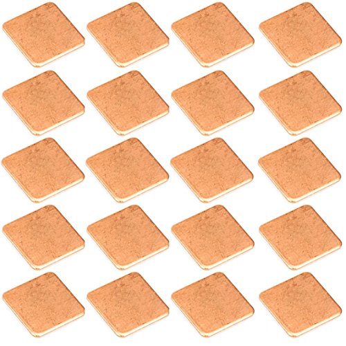 Easycargo 20pcs Heatsink Copper Pad Shims 15x15mm+ 3M 8810 pre applied thermal conductive adhesive tape on heat sink for cooling Laptop GPU CPU IC Chips VGA RAM