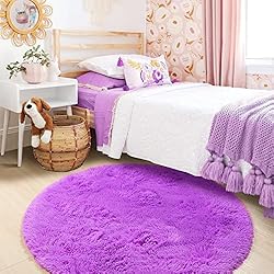 ONASAR Purple Round Area Rug 4ft, Soft Bedroom