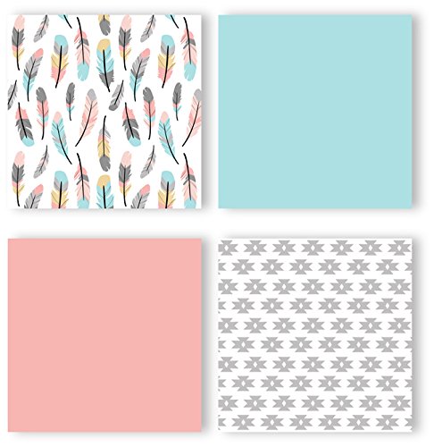 Feather Baby Girls 4 Piece Crib Bedding Set without Bumper