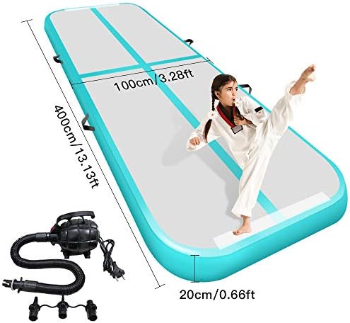 Airacker 9.84ft/13.13ft/16.4ft/19.69ft/23ft/26ft/29ft/33ft/36.ft/39ft Air Track, Tumbling Mat, Inflatable Gymnastics Airtrack Mat, Air Floor Mat with Electric Air Pump for Training/Cheerleading