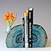 JIC Gem Teal Agate Bookends Heavy Duty Book Ends for Shelves Geode Book Ends with Rubber Bumpers for Office Décor and Home Decoration(1 Pair, 2-3 LBS)