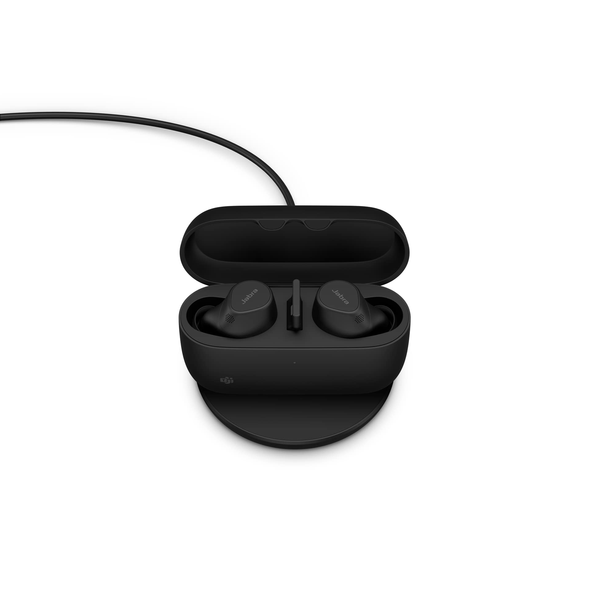 Photo 1 of Jabra Evolve2 True Wireless in-Ear Bluetooth Earbuds with Wireless Charging Pad - Active Noise Cancellation, MultiSensor Voice Technology - MS Teams Certified, Works with All Other Platforms - Black