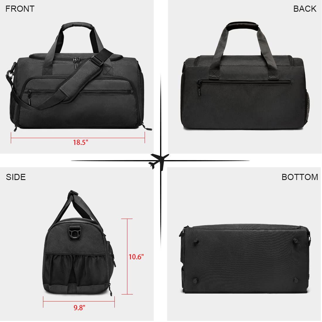 SOAEON Gym Bag for Men Women, Small Fitness Workout Sports Bag with Wet Pocket & Shoes Compartment, Water Resistant Overnight Weekender Duffel Bag