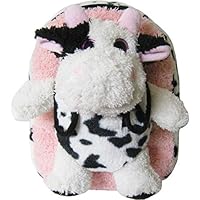 Kreative Kids Adorable Pink Cow Plush Backpack w/Shiny Eyes and Removable Stuffed Animal