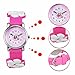ZEIGER New Fashion Children Kids Toddler Watches Girls Age 5-10 Time Teacher, Cartoon Character 3D Floral Silicone Band -Pink