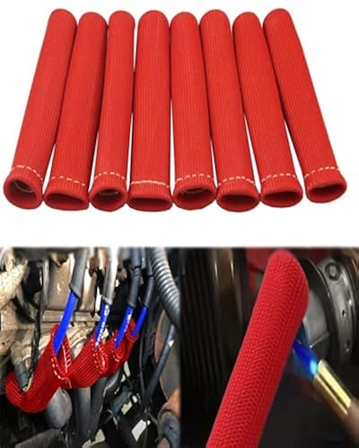 Red 2500° Spark Plug Wire Boots Protectors Sleeve Heat Shield