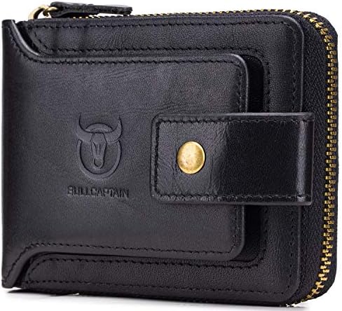 Genuine Men Leather Wallet RFID Blocking Zipper Bifold Multi Card Holder Coin Purse