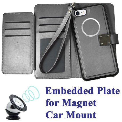 for 4.7" iPhone 8 iPhone 7 Case Phone Case Tortilla Wallet Wrap Detachable Bumper Case Stand Pouch Purse Screen Flip Cover (Black)