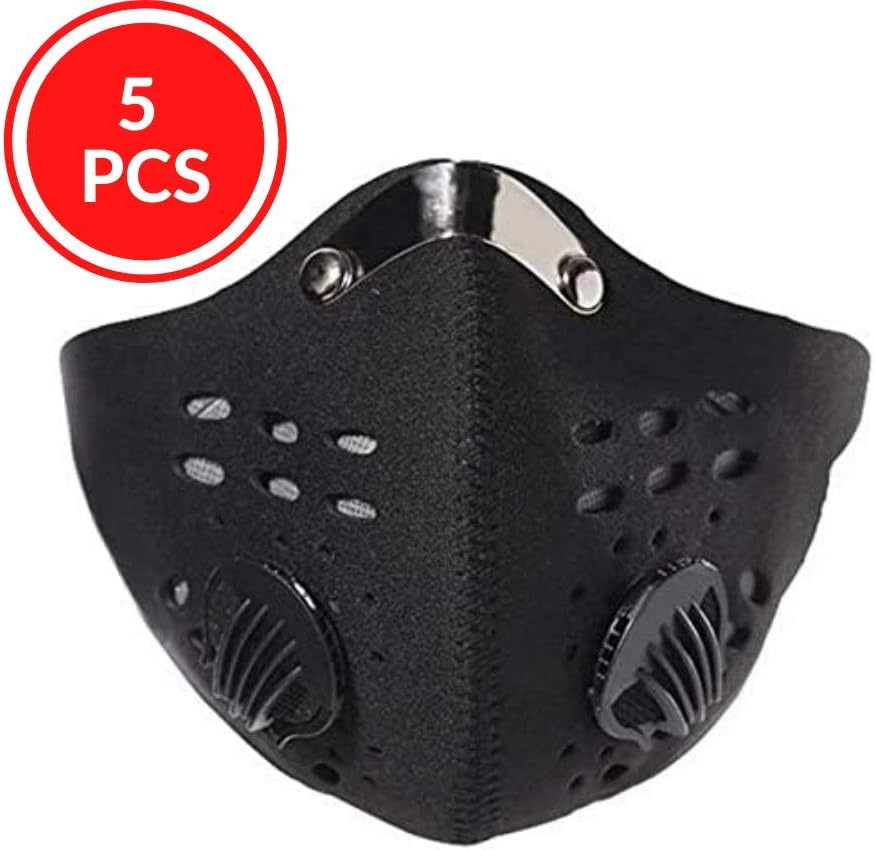 YCGSHOP Sport Windproof Face Mask Half Unisex Face Mask with Breathing Valve Anti Dust Pollution Pollen Allergy Face Cover Dustproof for Bicycle, Cycling, Motorcycling 5PCS