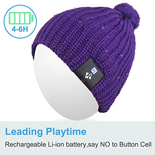 Mydeal LED String Light Up Beanie Hat Knit Cap with Copper Wire Colorful Lights 4 feet 18 LEDs for Men Women Indoor and Outdoor, Festival, Holiday, Celebration, Parties, Bar, Christmas Gifts - Purple