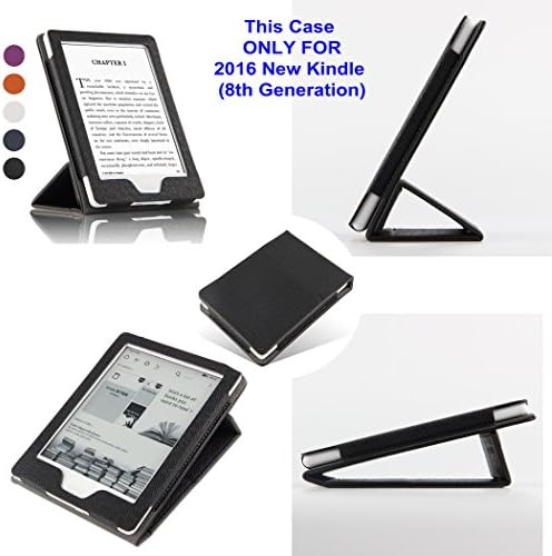Case for Kindle E-Reader (8th Generation 2016) with Foldable and Stand Able Front Cover, Magnetic Secured Closure,Wake/Sleep for Amazon Kindle (6" Display, 8th Gen 2016 Release)-Black