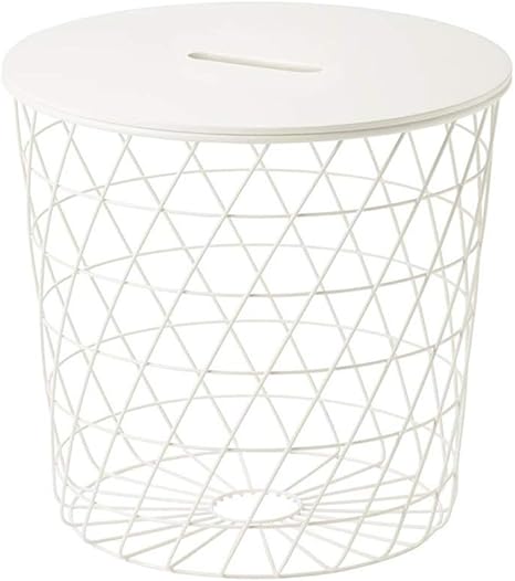 Amazon Virod 丸型収納テーブル 収納バスケット付きのリビングルーム 衣類 レジャーブランケット 雑誌 2色 Color White Size 17 32 17 32 16 53in サイドテーブル オンライン通販