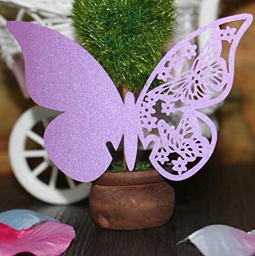 20pcs Hollow out a butterfly cup card seat card wedding decoration items(purple)