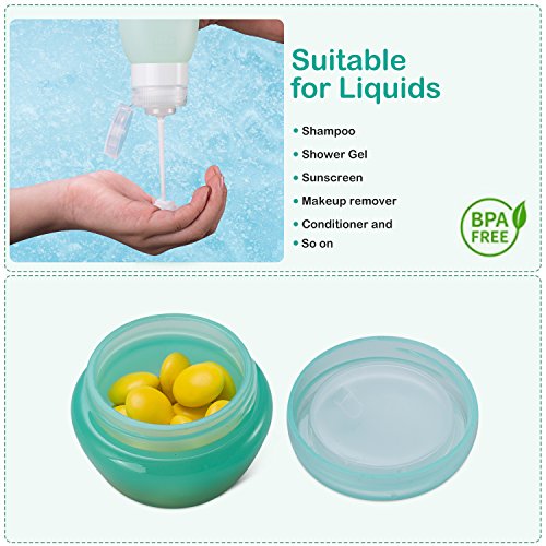 Leakproof Travel Bottles TSA Approved - Acdyion (2018 New Design) 8 Pieces Travel Containers Including BPA Free 3 oz Silicone Refillable Bottles and 10g PP Cream Jars with upgraded Clear Bag (8Pack) - Thumbnail 4