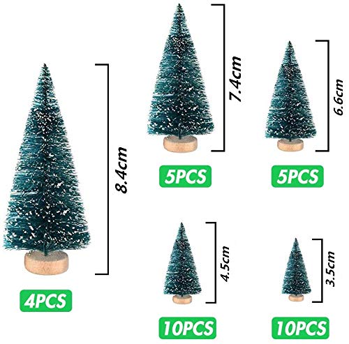 VGOODALL 34Pcs Mini Sisal Snow Frost Trees, Mini Sisal Christmas Trees Winter Snow Ornaments Tabletop Trees for Christmas Party Decor Home