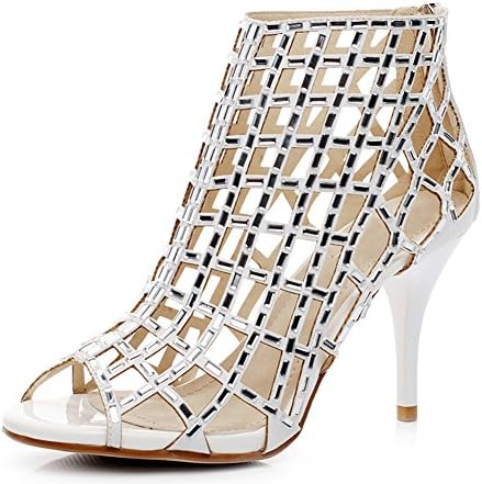jiandick Womens Rhinestone Ankle Bootie Prom Heeled Sandals Evening Dress Stiletto High Heel