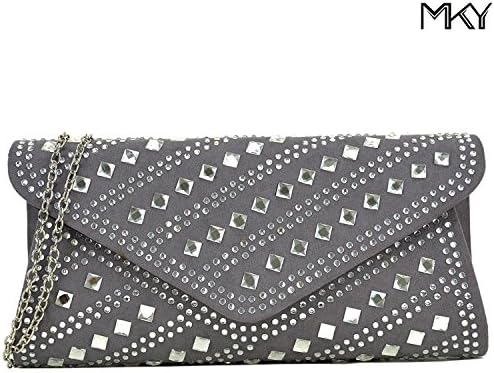 Studded Rhinestone Clutch Purse Evening Bag Crystal Handbag Glitter Sequin Party