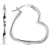 LeCalla 925 Sterling Silver Heart Hoop Earrings for Women | Love Theme Heart Shaped Hoop Earring | Womens Italian Love Heart Earrings Hoops