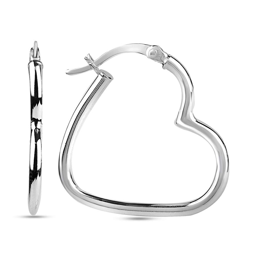 LeCalla 925 Sterling Silver Heart Hoop Earrings Jewelry Italian Small Love Theme Heart Hoops Earring for Women - 23mm