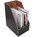 KINGFOM Wooden Leatherette Desktop File Folder Organizer and Document File Stand Journals Magazine Rack 2 Slots (brown)