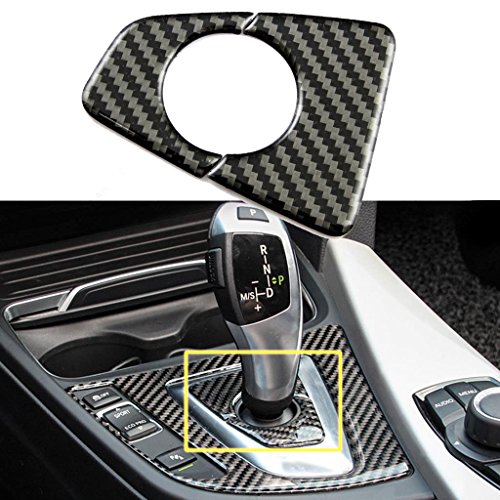 Xotic Tech Carbon Fiber Console Gear Shift Knob Decor Cover Trim for BMW 3 Series F30 F34