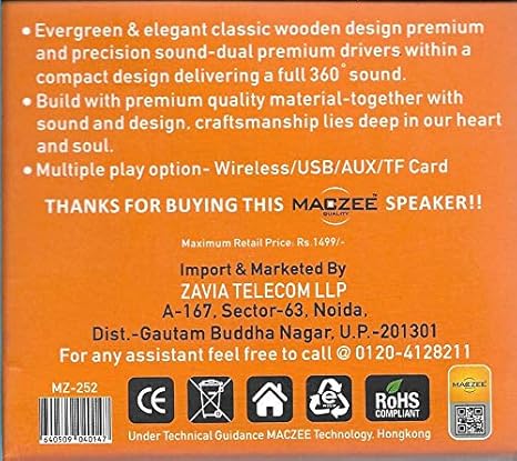maczee bluetooth speaker price