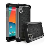 Nexus 5 Case, MagicMobile [Dual Armor Series] Hybrid Impact Resistant Google Nexus 5 Shockproof Tough Case Rugged Hard Plastic + Rubber Silicone Skin Protective Case for LG Nexus 5 - Black / Gray