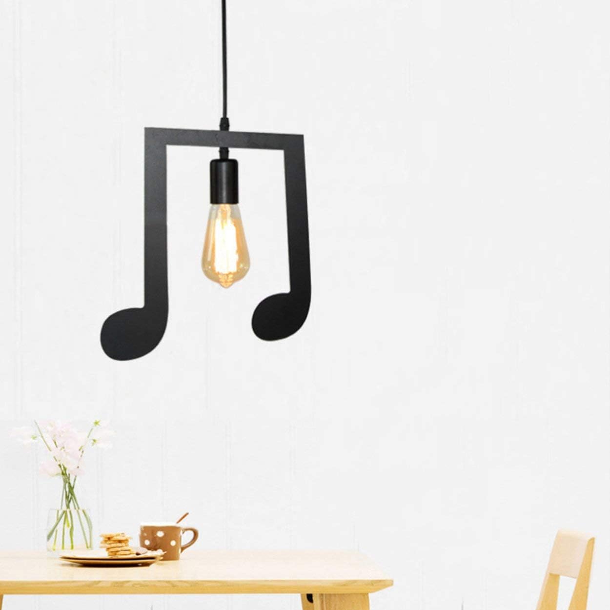 Lorenlli Simple Modern Design Iron Music Notes Lamp Holder with E27 Head Creative Personality Decoration for Bedroom Living Room