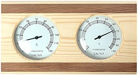 RGX Double Sauna Accessory Pine Wooden with Red Ceder Wooden Decorate Hygrothermograph Thermometer Hygrometer Sauna Room