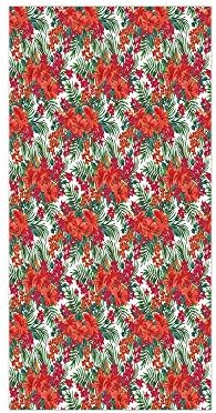 Decorative Privacy Window Film/Blooming Hibiscus and Wildflowers Monstera Palm Leaves Tropical Foliage Jungle/No-Glue Self Static Cling for Home Bedroom Bathroom Kitchen Office Decor Red Green Magenta