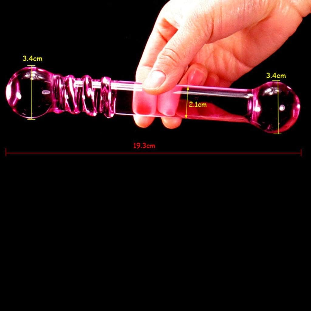 WRZHL Length 19.3cm Hand-held Glass Plug Pink Crystal Personal Massage Wand Portable Pleasure Stick T-Shirt Sunglasses Wallet