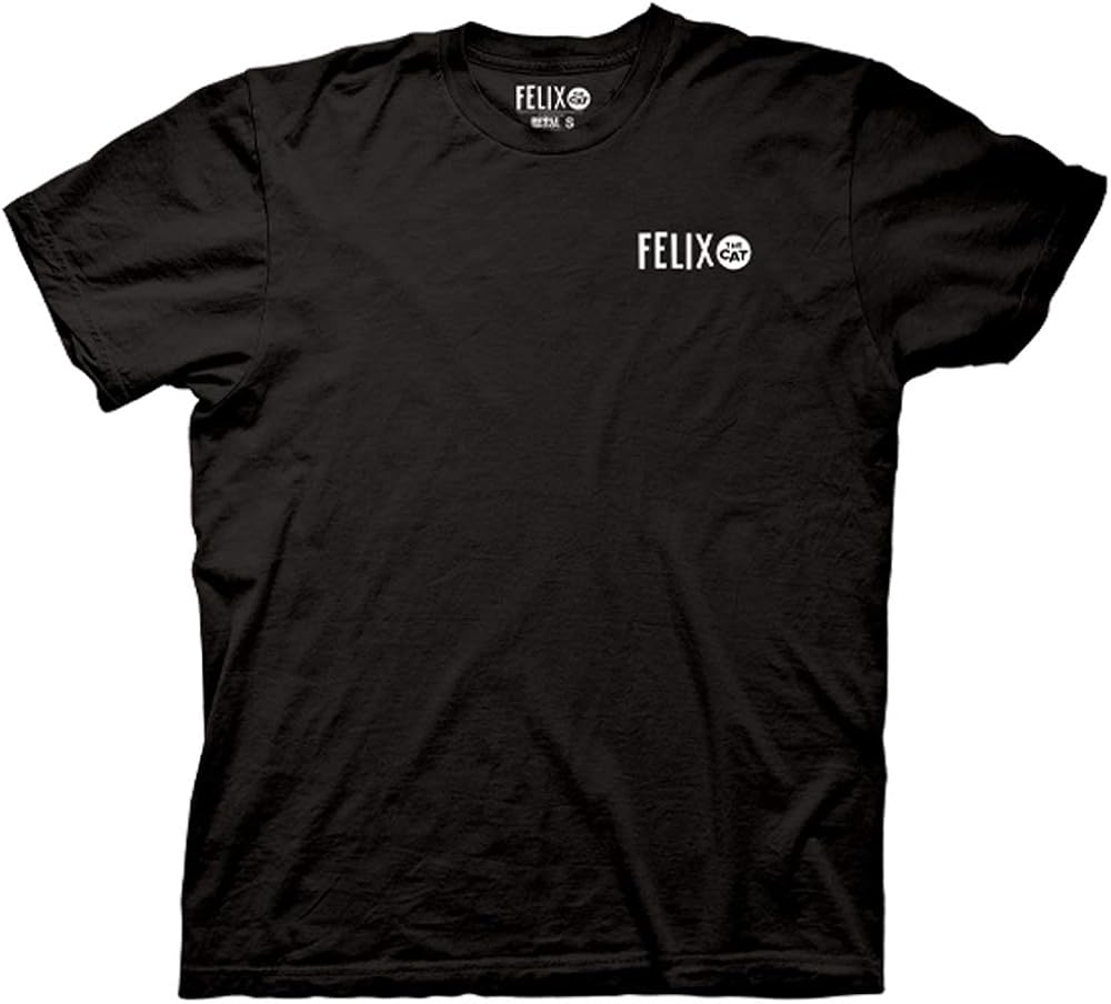 Ripple Junction Felix The Cat Felix Logo & Silent Felix HAHA w/Back Print Light Weight 100% Cotton T-Shirt Black