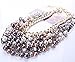 Women Cluster Necklace Crystal Faux Pearl Pendant Bib 18K Gold Plated Chain