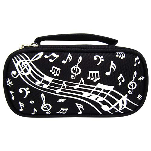 Music Themed Black and White Embossed Zipper Pouch Pencil Case