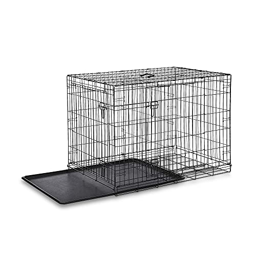 Amazon Basics Double Door Folding Metal Dog Crate Kennel with Liner