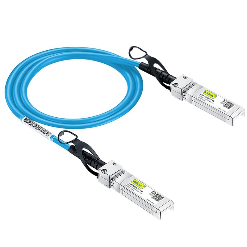 Photo 1 of 10Gtek [Blue Colored 10G SFP+ DAC Cable - Twinax SFP Cable for Cisco SFP-H10GB-CU0.5M, Ubiquiti UniFi, D-Link, Supermicro, Netgear, Mikrotik, Fortinet, 0.5-Meter(1.6ft)