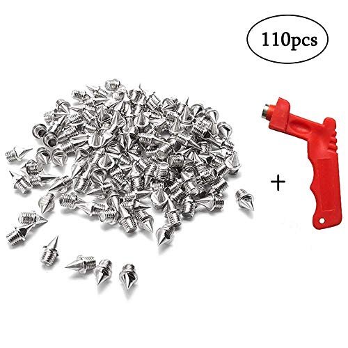 MoMaek 110 Pieces 1/4 Inch Steel Track and Cross Country Spikes Replacement Shoe Track Spikes,Silvery