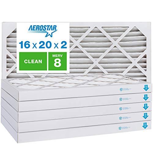 Aerostar Clean House 16x20x2 MERV 8 Pleated Air Filter, Made in the USA, 6-Pack
