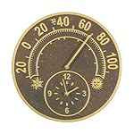 Whitehall Products Solstice Thermometer Clock, Antique Copper